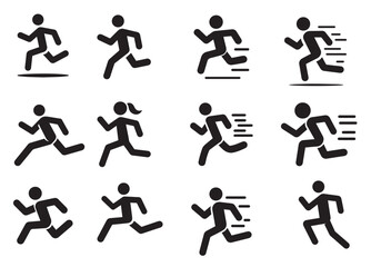 Naklejka premium silhouettes of jogging and sprinting poses 