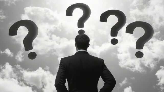 Man in suit contemplating complex business decisions