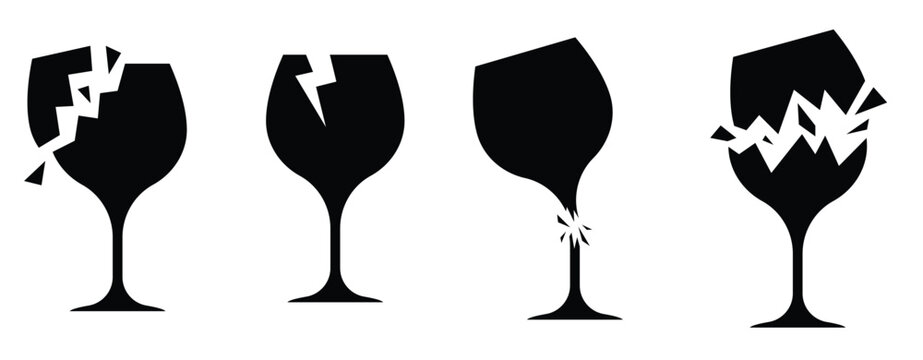 simple broken glass icon isolated on white background