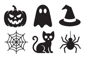 Simple Halloween Icons Set for Design