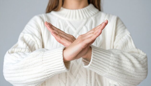 Person Making Cross Arm Gesture Negative Sign