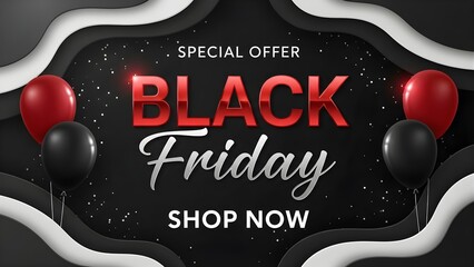 Black Friday special offer a modern promotion with balloons perfect for advertising campaigns and seasonal sales events isolated on white background