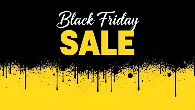 Black Friday sale banner with paint splatter effect modern design for advertising campaigns promotional materials and retail marketing isolated on white background