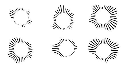 Sound waves equalizer set, Radio frequency Circle audio waves. Vector design elements isolate