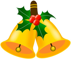 christmas bells with holly