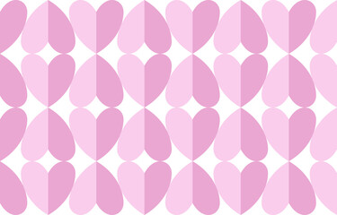 ピンクの半分折りハートのパターン背景　大きめサイズ　Web
