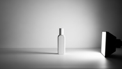 Minimalist White Bottle Product Photography With Stark Lighting
