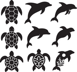 sea_turtle_dolphin_silhouette_bundle.eps