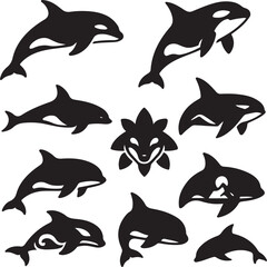 Fototapeta premium orca killer whale silhouette bundle.eps
