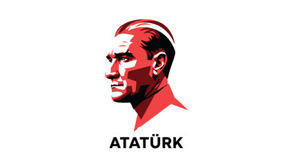 Stylized vector portrait of Mustafa Kemal Ataturk.