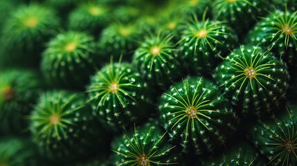 Fototapeta premium Close-Up of Green Cactus with Radiating Spines