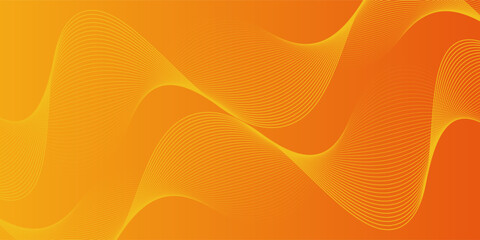Abstract glowing wave lines on orange background. Dynamic wave pattern. Modern flowing wavy lines. Futuristic technology concept. Suit for banner, poster, cover, brochure, flyer, website
