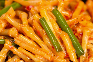Spicy Stir-Fried Vegetables with Carrots Green Beans Asian Cuisine Cooking Food Photography