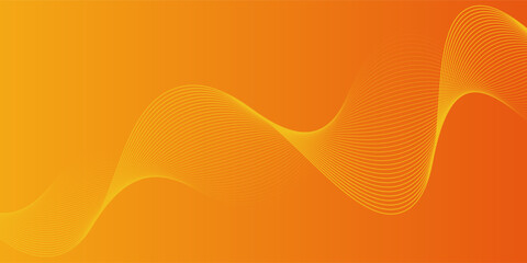 Abstract glowing wave lines on orange background. Dynamic wave pattern. Modern flowing wavy lines. Futuristic technology concept. Suit for banner, poster, cover, brochure, flyer, website
