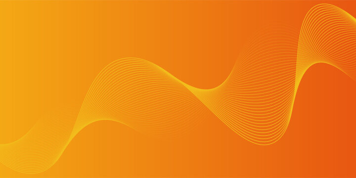 Abstract glowing wave lines on orange background. Dynamic wave pattern. Modern flowing wavy lines. Futuristic technology concept. Suit for banner, poster, cover, brochure, flyer, website