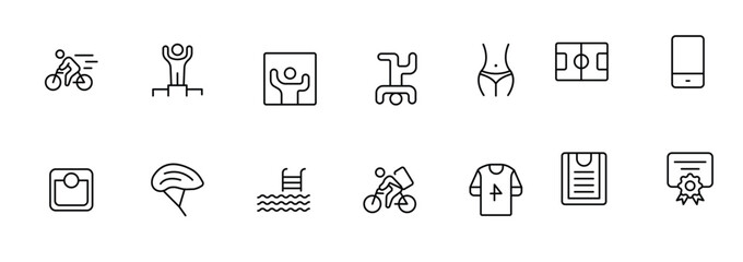 Sports and outdoor activities line icon set. Outline icon collection related to outdoor sports.
