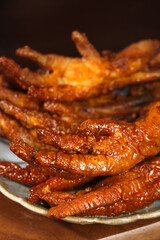Glazed Chicken Feet Asian Dim Sum Delicacy Traditional Chinese Appetizer with Sauce