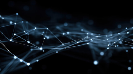 Tech-style glowing node network connection structure abstract background, for data visualization, internet theme, modern tech design