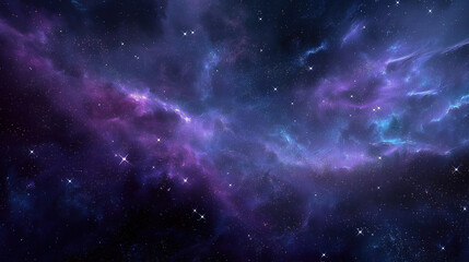 Purple blue nebula bright stars universe background, for sci-fi theme, astronomy science, digital media wallpaper desig