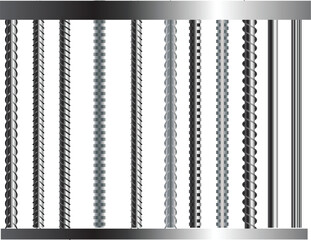 Sreel Rebars Set on White Background