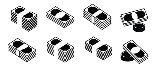 stacks of money with different arrangements
