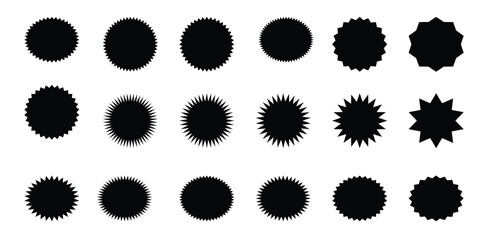  starburst icon or quality badge sale promo blank template set 