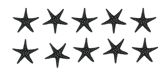 Starfish silhouette border divider. Sea and ocean design template. Vector illustration summer or beach party, advertising design