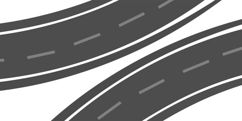 Winding road. Journey traffic curved highway. Road to horizon in perspective. Winding asphalt empty line isolated vector concept