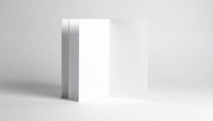 Blank White Trifold Brochure Mockup for Presentation Design on Bright Studio Background.
