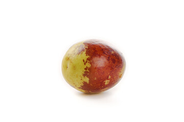 Fototapeta premium Fresh Red Jujube Date Fruit Isolated on White Background - Chinese Superfood