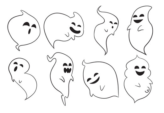 The Ghost drawing image cartoon style for halloween or party concept.