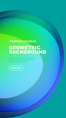 Obraz premium Abstract geometric background features vibrant turquoise, green hues. Text sample, button present. Modern design elements visible.
