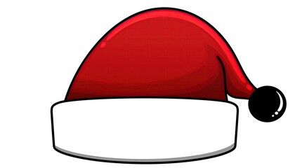 Classic red Santa hat with white trim and black pom pom for Christmas holidays.