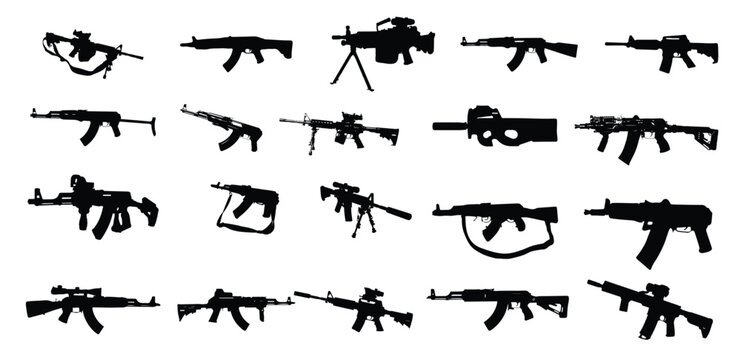 the set of gun silhouette collection