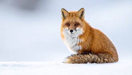 Naklejka premium Portrait of a Red Fox in Winter Snow Wildlife Scene Beautiful Animal in Natural Habitat Conservation Concept.