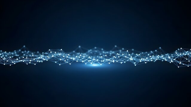 Abstract blue light wave on dark background for technology and science