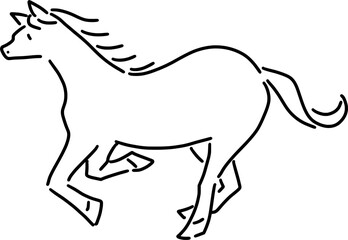シンプルな走る馬のイラスト