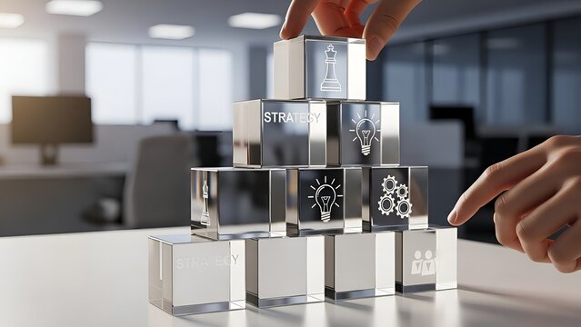 Strategic business decisions build success with planning, teamwork, and innovative ideas in a modern office