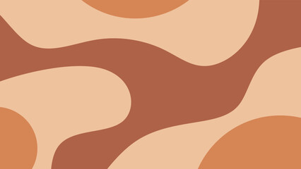 Abstract boho background with organic fluid shapes in earth tones in terracotta, brown and cream. Minimalist wavy background.