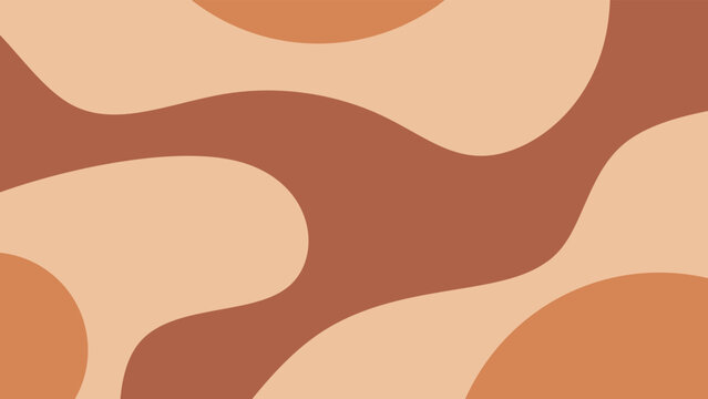 Abstract boho background with organic fluid shapes in earth tones in terracotta, brown and cream. Minimalist wavy background.