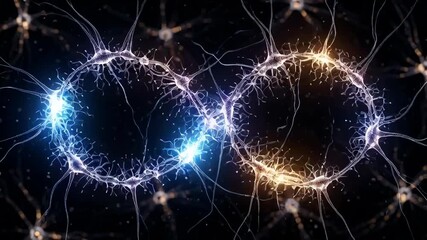 Dynamic neural network pulsating with vibrant energy, showcasing brain activity and connectivity, perfect for science, technology, or medical presentations, innovation concept visuals - Powered by Adobe