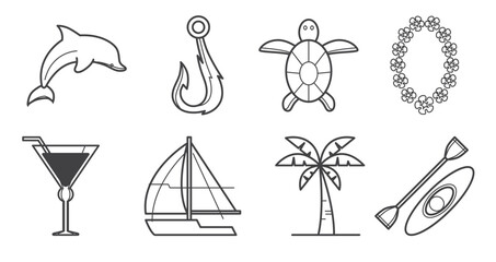  tropical island icon vector