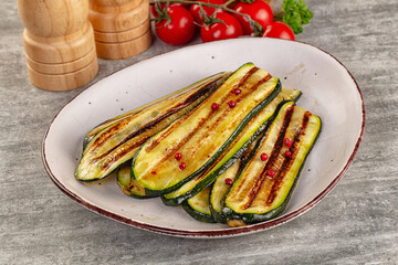 Grilled young zucchini for snack