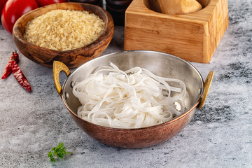 Boiled asian rice pho noodles