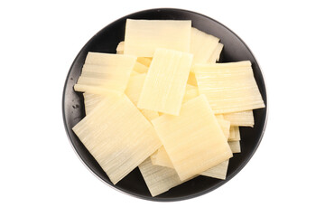 Fresh Sliced Rice Noodles With Skins in Black Bowl