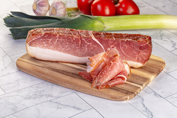 Dry parma pork meat piece
