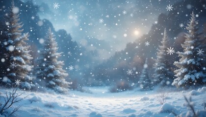 Abstract Winter Background with Snowflakes, Heavy Snowfall, and Festive Christmas Theme, Snowflakes Falling in the Sky