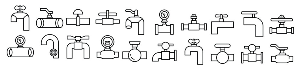 valve and faucet line icons 