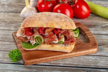 Ciabatta with cured parma and tomato
