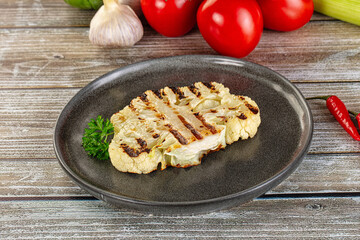 Vegan grilled cauliflower cabbage steak
